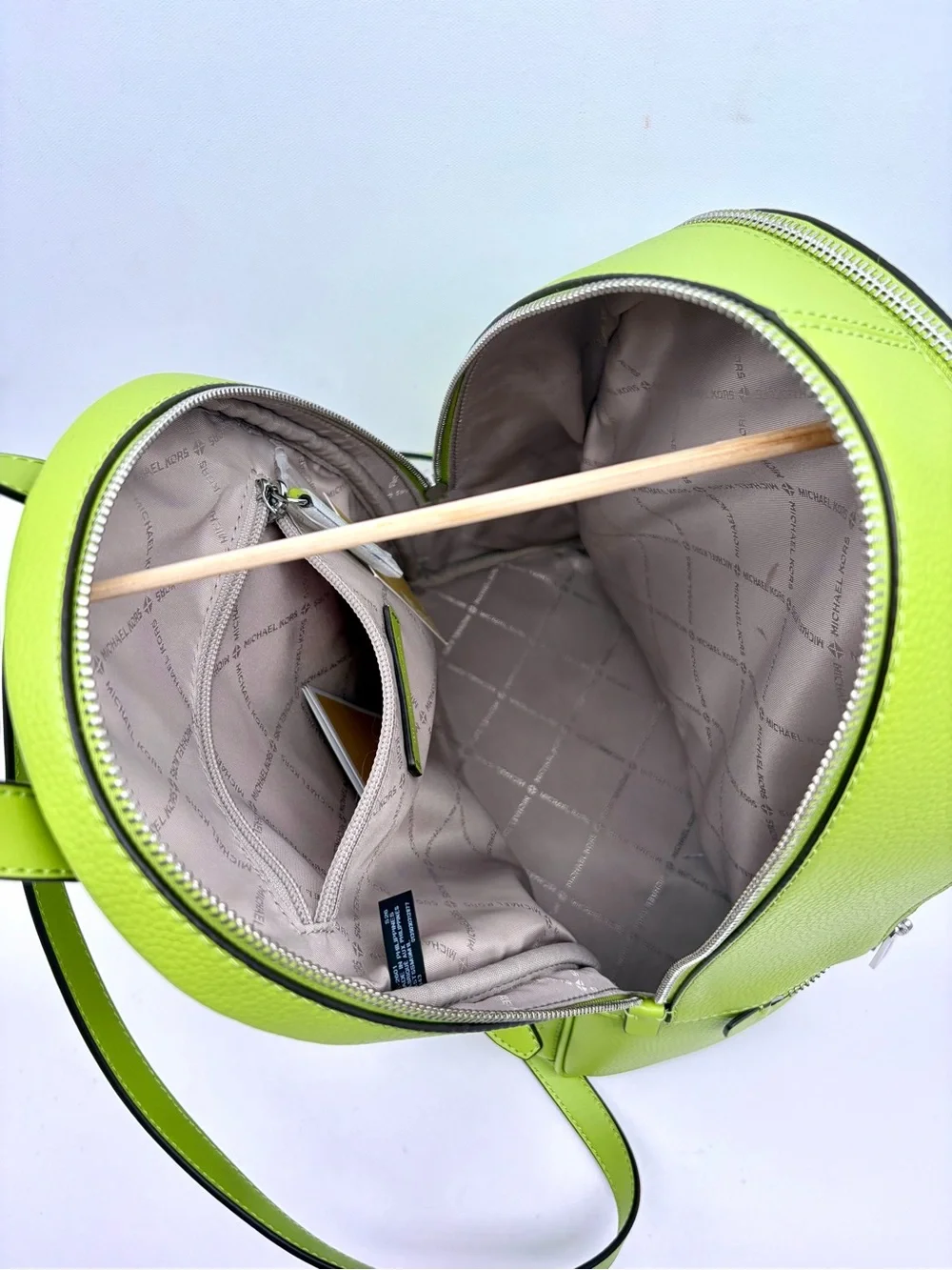 Michael Kors Bright Lime Leather Medium Backpack